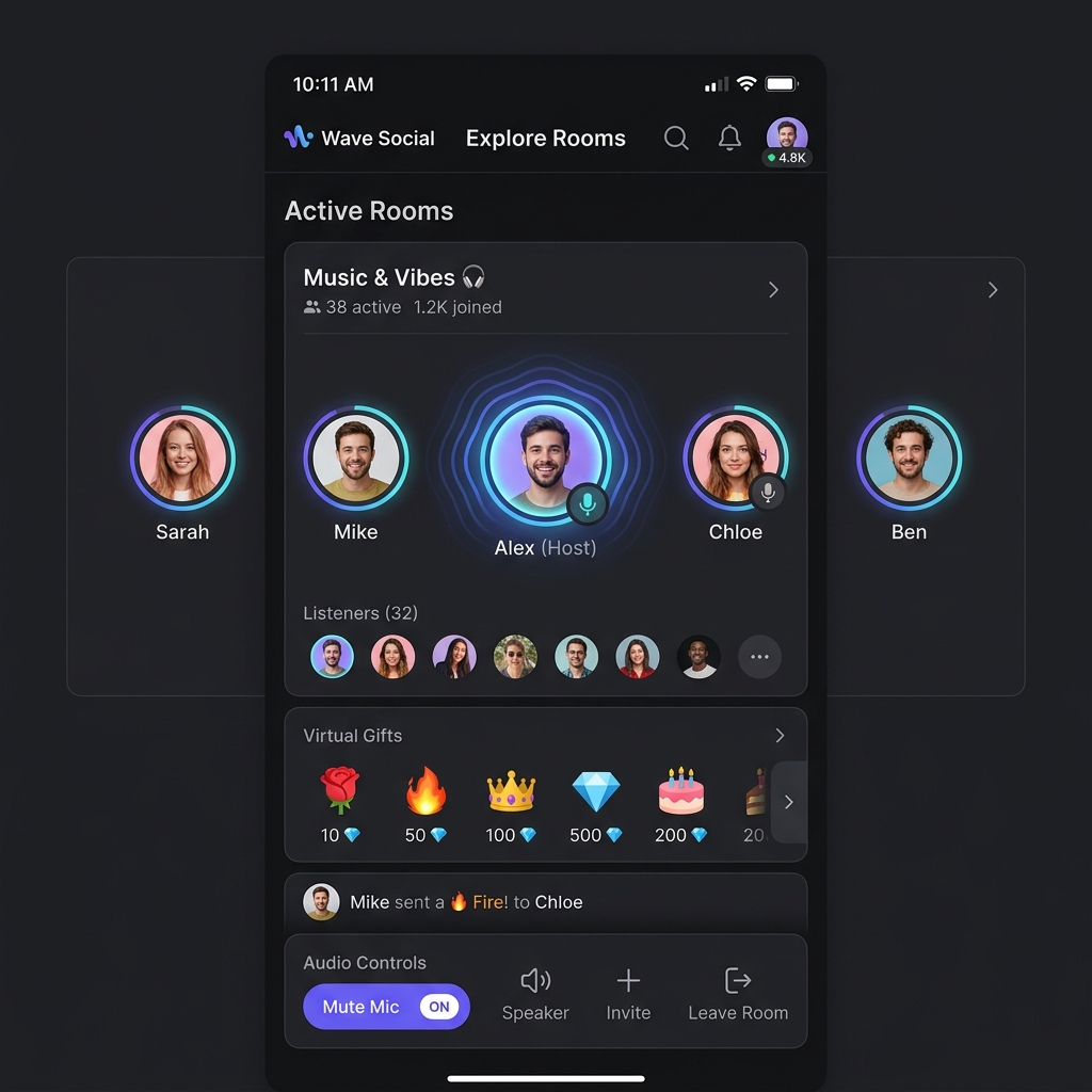 Sesli Chat Arayüz Mockup